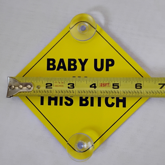 2PCS "BABY UP IN THIS B" Baby On Board Metal Driving Safety Warning Car Signs - Picture 12 of 14